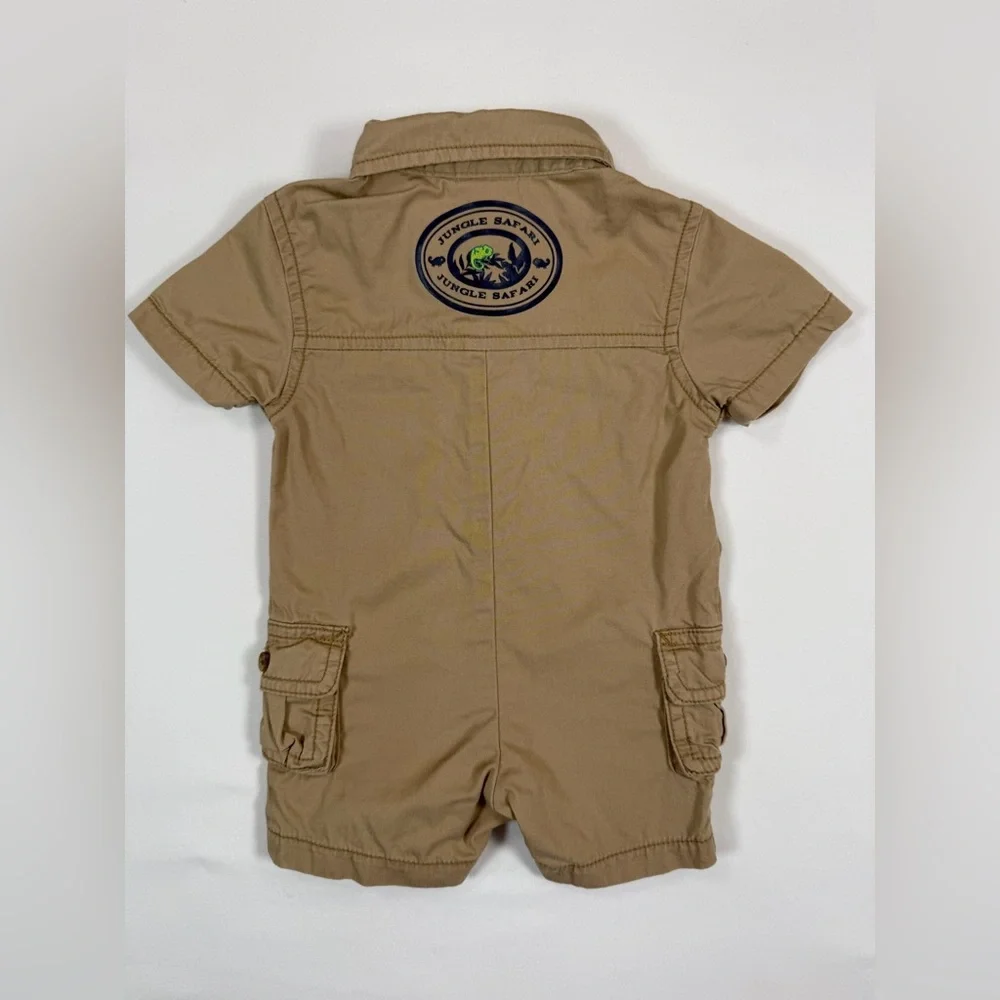 GYMBOREE Baby Boys'‎ Khaki Jungle Safari Cargo 100% Cotton Button Up Romper 0-3M
